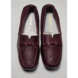 Vitaform Plum  Leather Loafer Flats Bow Comfort Shoes Womens EU 36/US 6